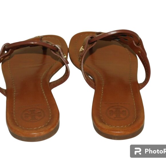 Tory Burch Miller Thong Sandals Brown Leather Size 6 - Picture 5 of 11
